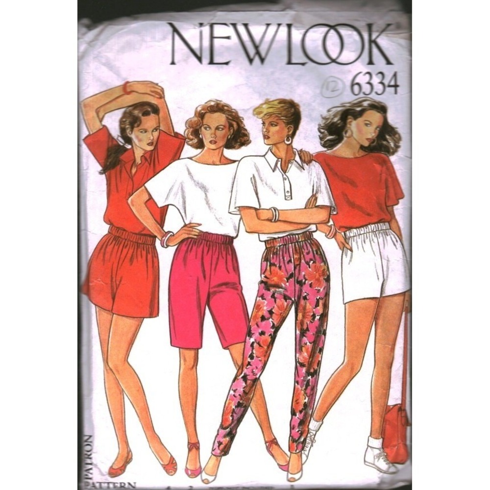 Vintage New Look 6334 Sewing Pattern Womens Trousers Shorts Skirt Size 12